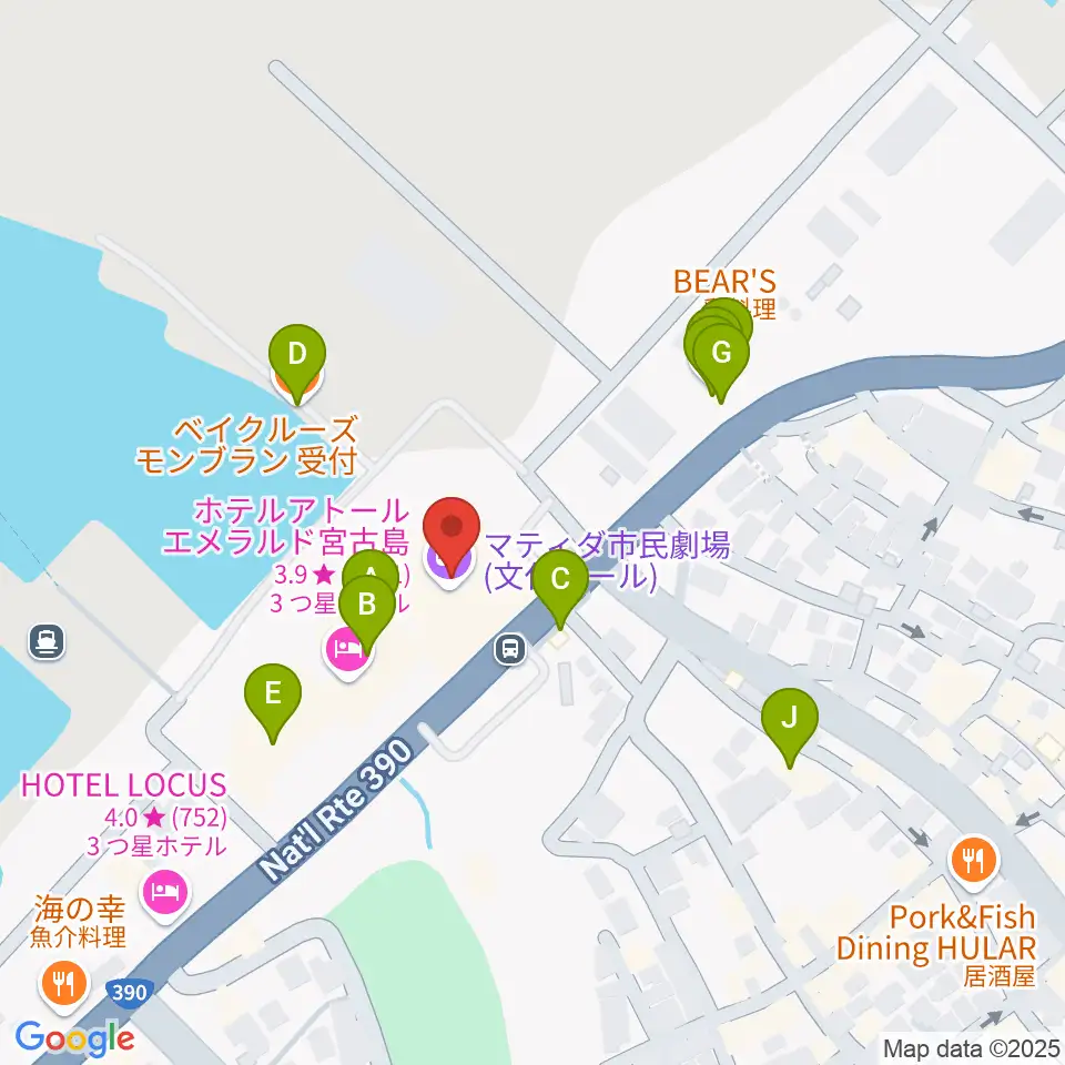 マティダ市民劇場周辺のファミレス・ファーストフード一覧地図