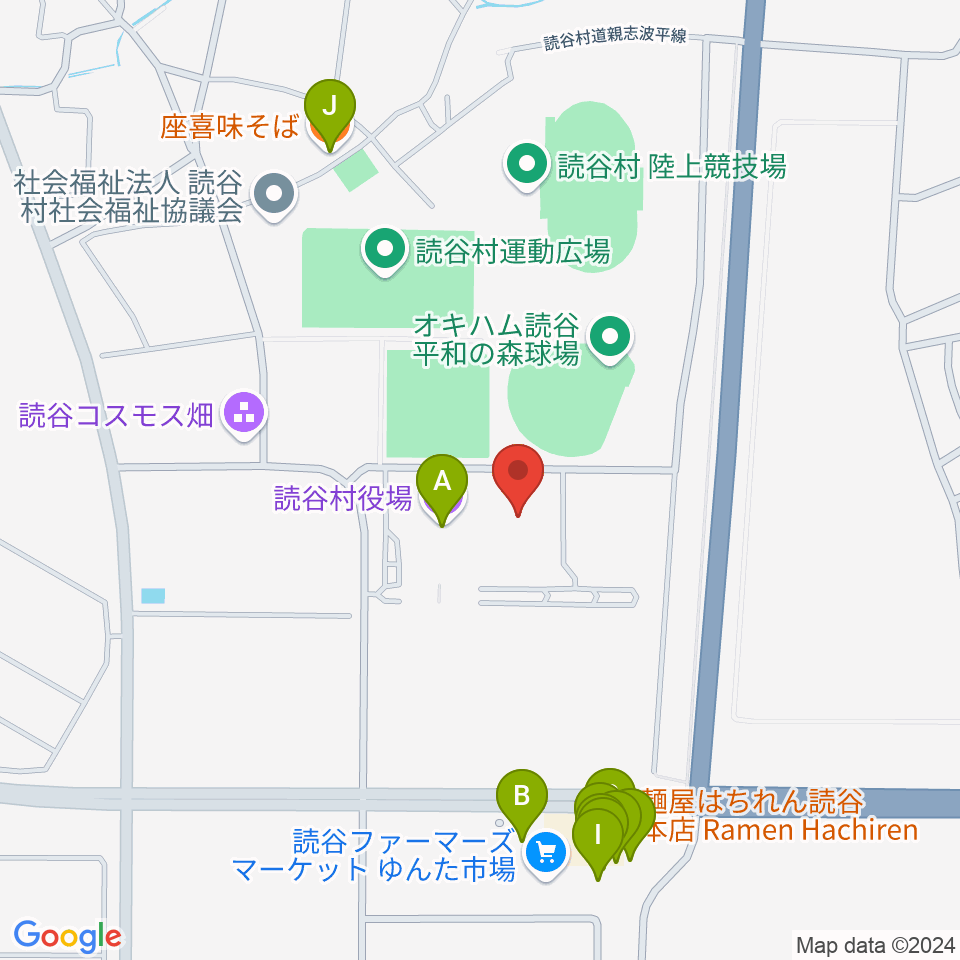 読谷村文化センター周辺のファミレス・ファーストフード一覧地図