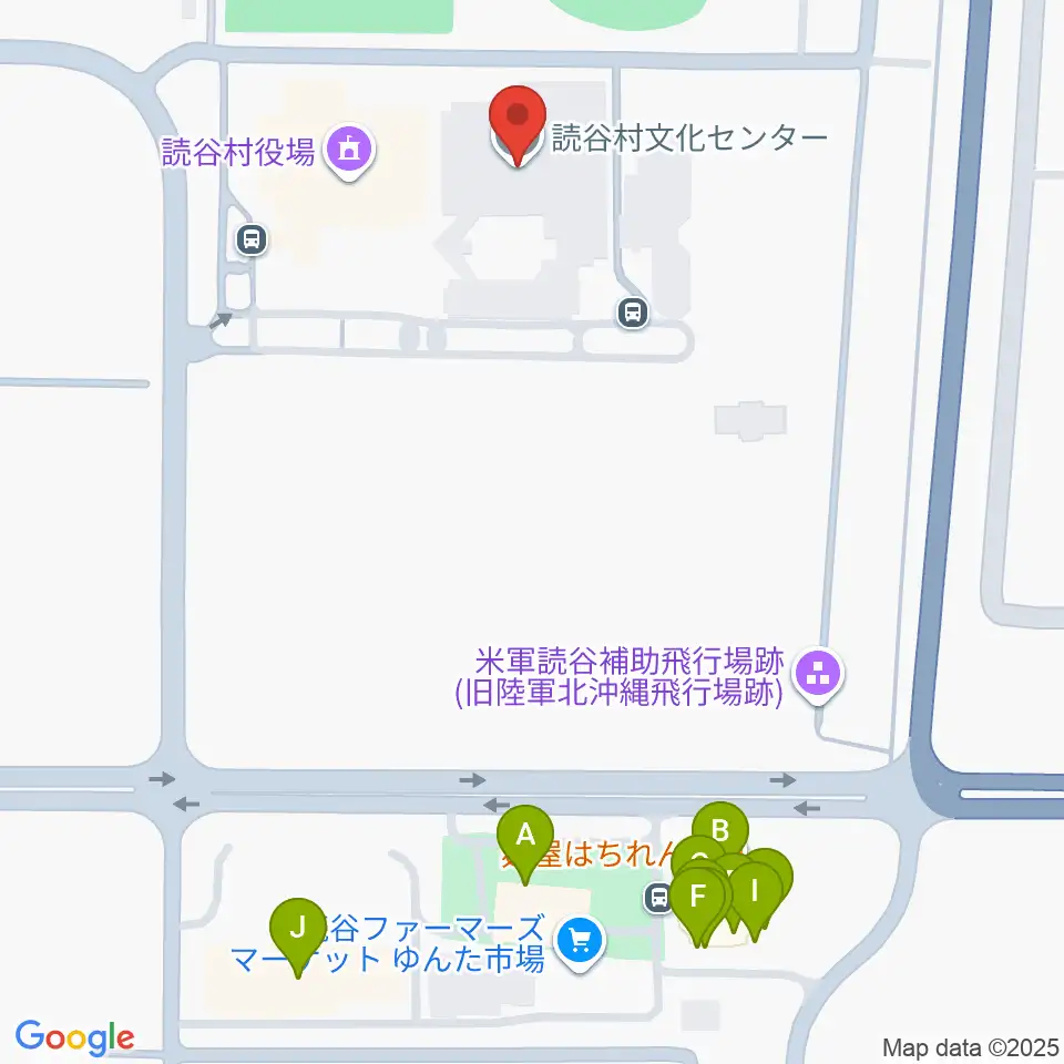 読谷村文化センター周辺のファミレス・ファーストフード一覧地図