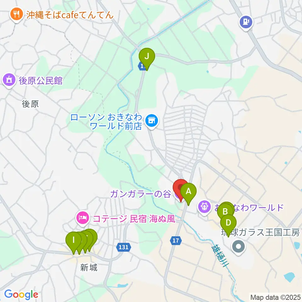 ガンガラーの谷周辺のファミレス・ファーストフード一覧地図