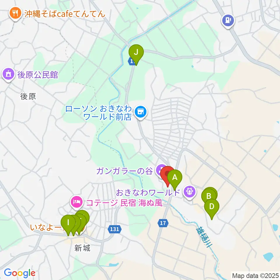 ガンガラーの谷周辺のファミレス・ファーストフード一覧地図