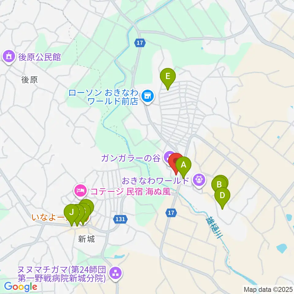 ガンガラーの谷周辺のファミレス・ファーストフード一覧地図