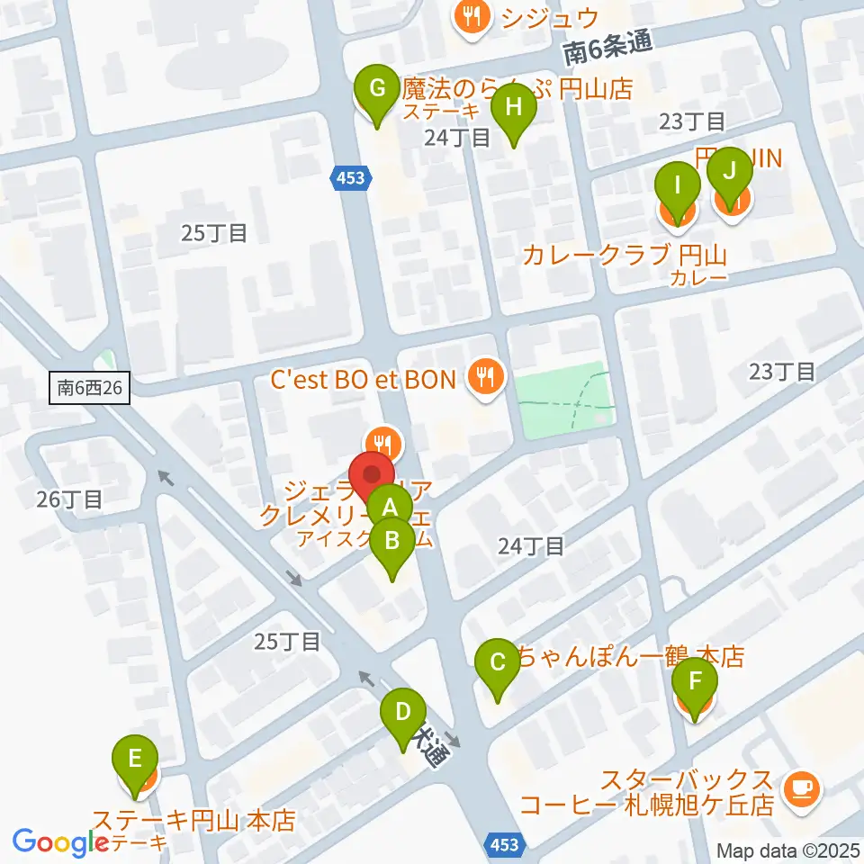 中古楽器専門店QUEST周辺のファミレス・ファーストフード一覧地図