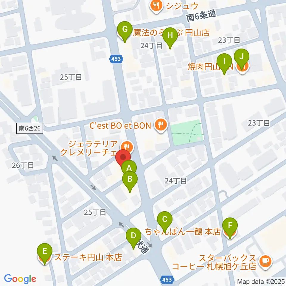中古楽器専門店QUEST周辺のファミレス・ファーストフード一覧地図