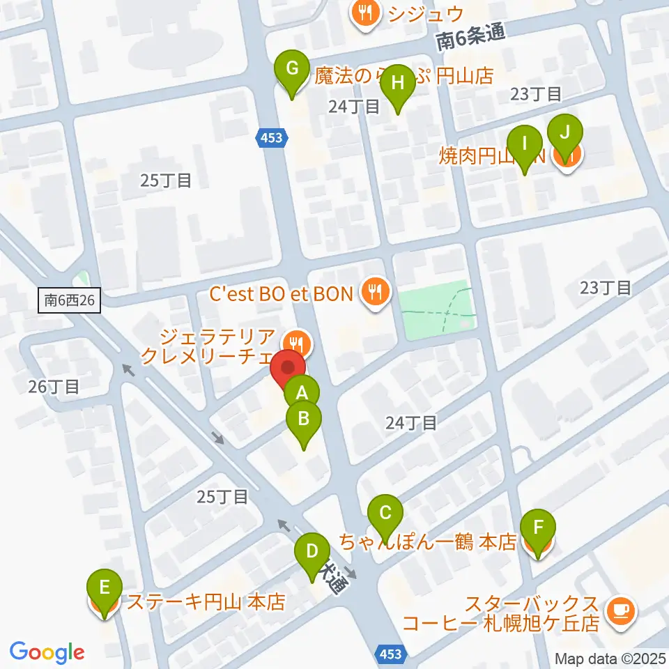 中古楽器専門店QUEST周辺のファミレス・ファーストフード一覧地図