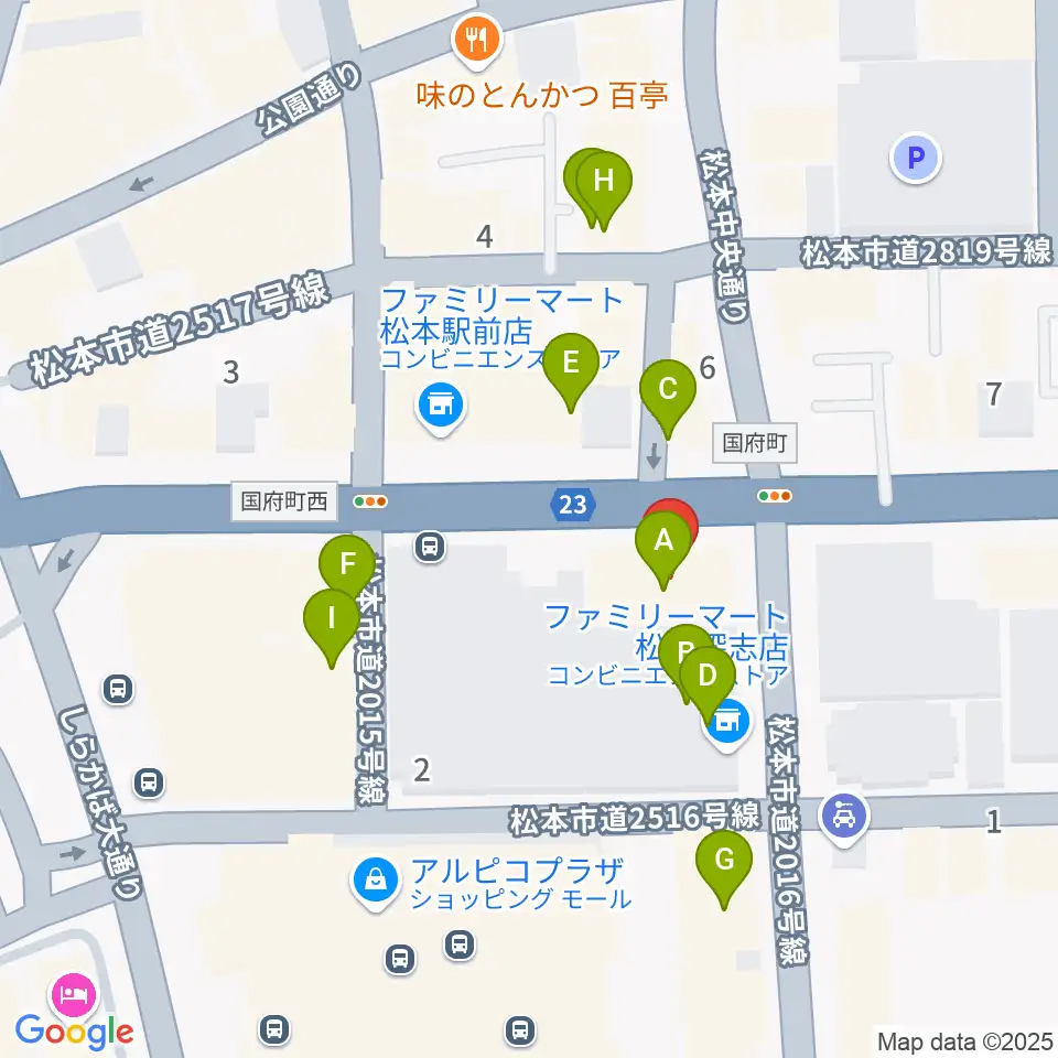 ミュージックプラザオグチ周辺のファミレス・ファーストフード一覧地図