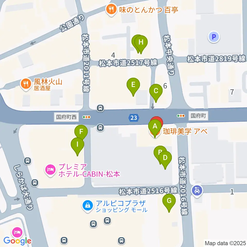 ミュージックプラザオグチ周辺のファミレス・ファーストフード一覧地図