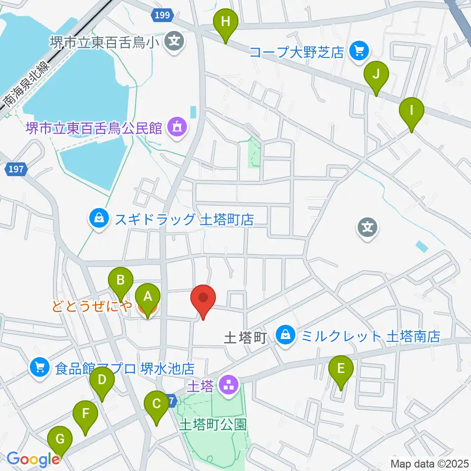 土塔庵周辺のファミレス・ファーストフード一覧地図