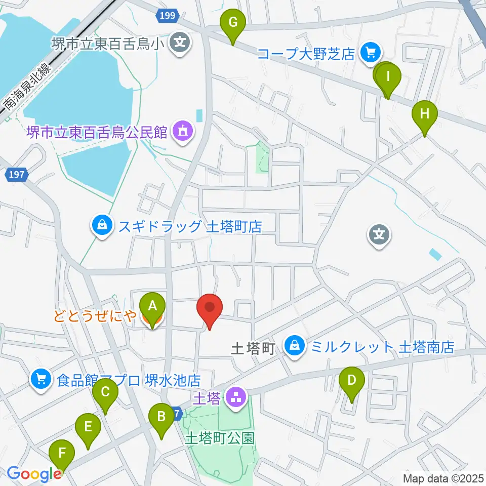土塔庵周辺のファミレス・ファーストフード一覧地図