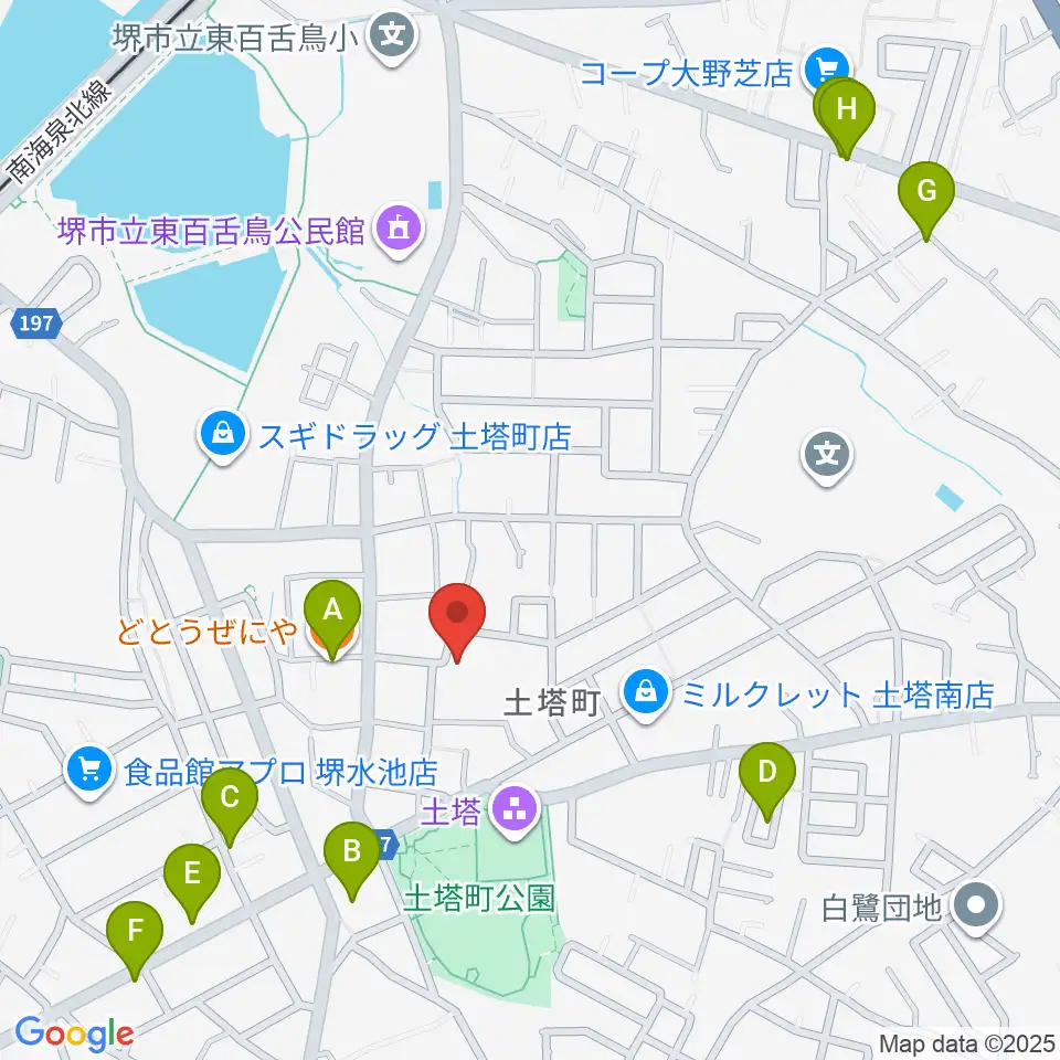 土塔庵周辺のファミレス・ファーストフード一覧地図