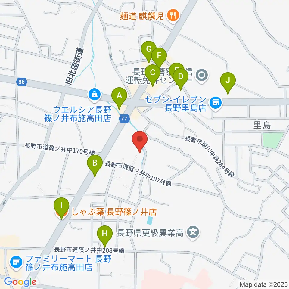 音楽堂 平林周辺のファミレス・ファーストフード一覧地図