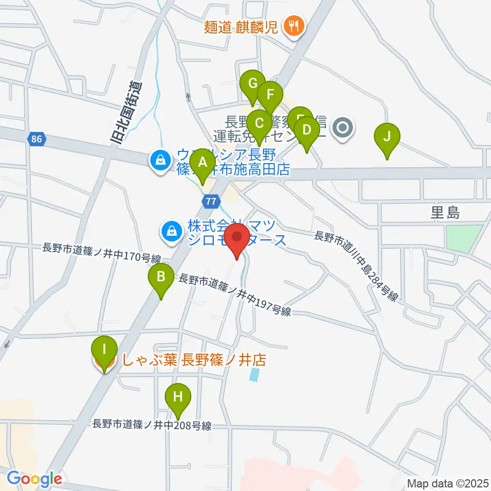 音楽堂 平林周辺のファミレス・ファーストフード一覧地図