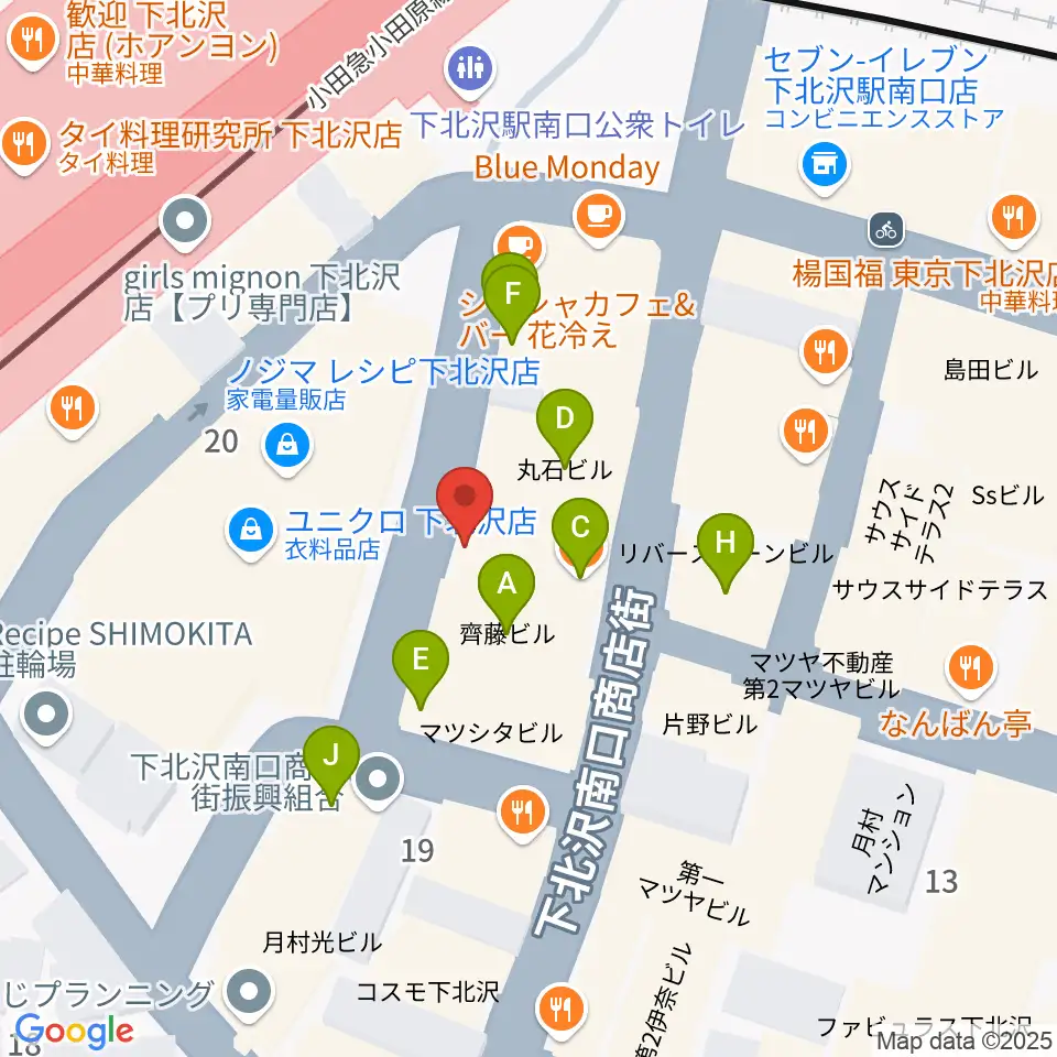 下北沢DRUM SONG周辺のファミレス・ファーストフード一覧地図