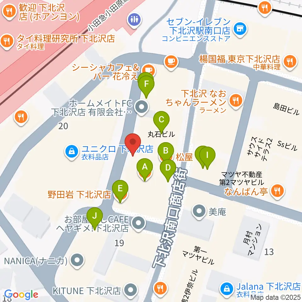 下北沢DRUM SONG周辺のファミレス・ファーストフード一覧地図