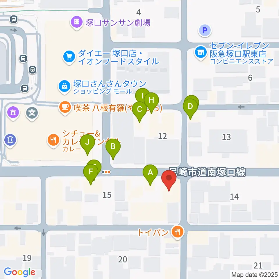 松田楽器ピアノギャラリー周辺のファミレス・ファーストフード一覧地図
