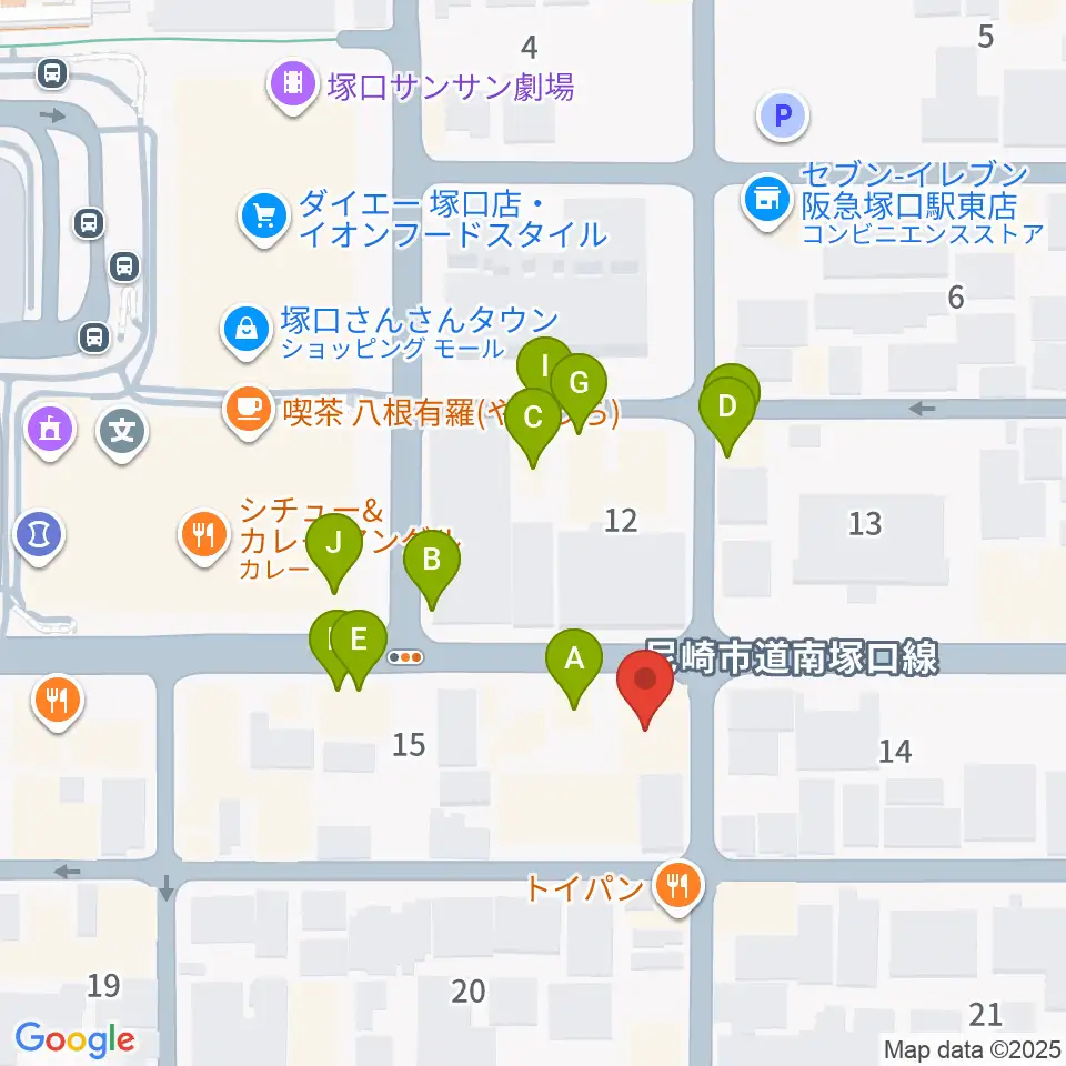 松田楽器ピアノギャラリー周辺のファミレス・ファーストフード一覧地図