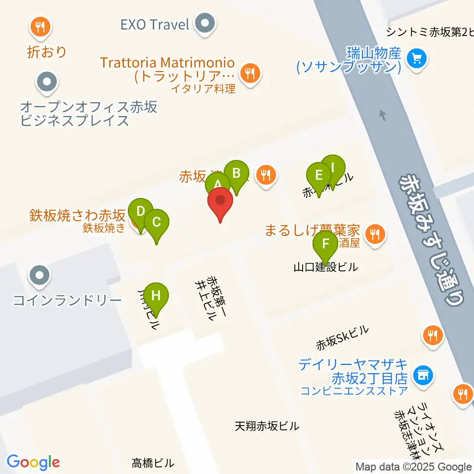 赤坂Jaka'z周辺のファミレス・ファーストフード一覧地図