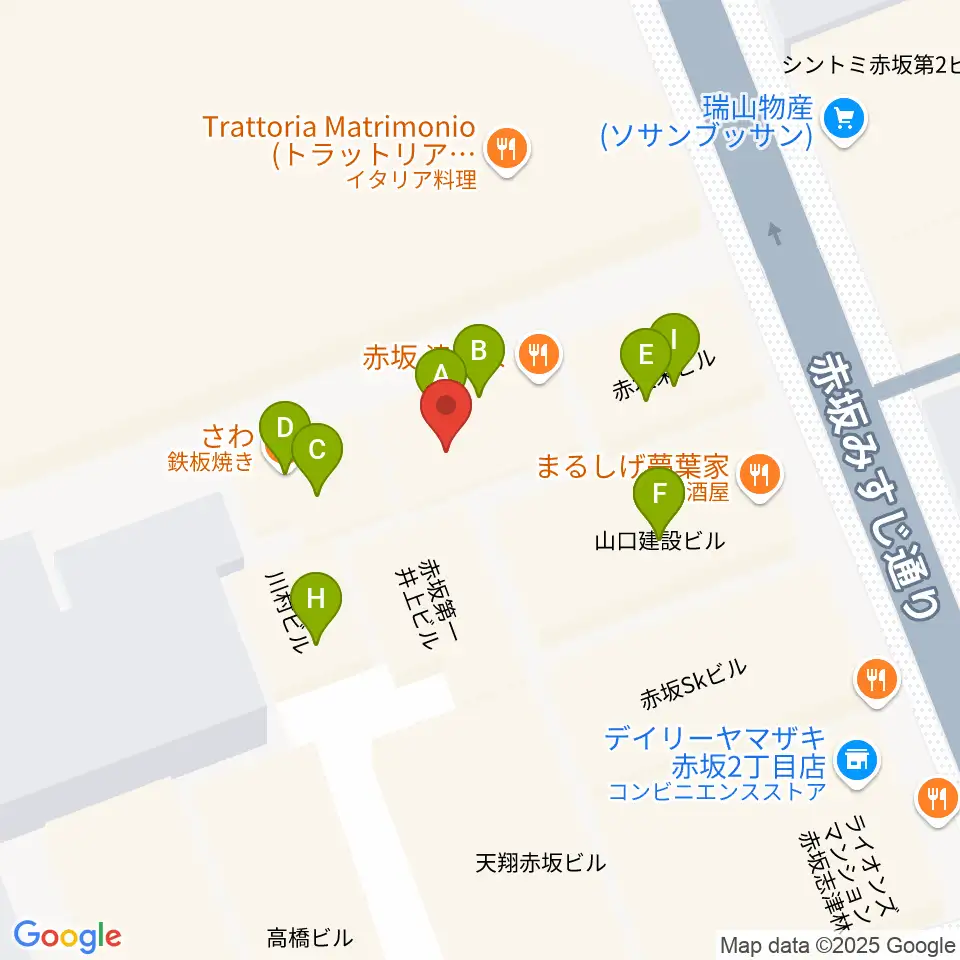赤坂Jaka'z周辺のファミレス・ファーストフード一覧地図