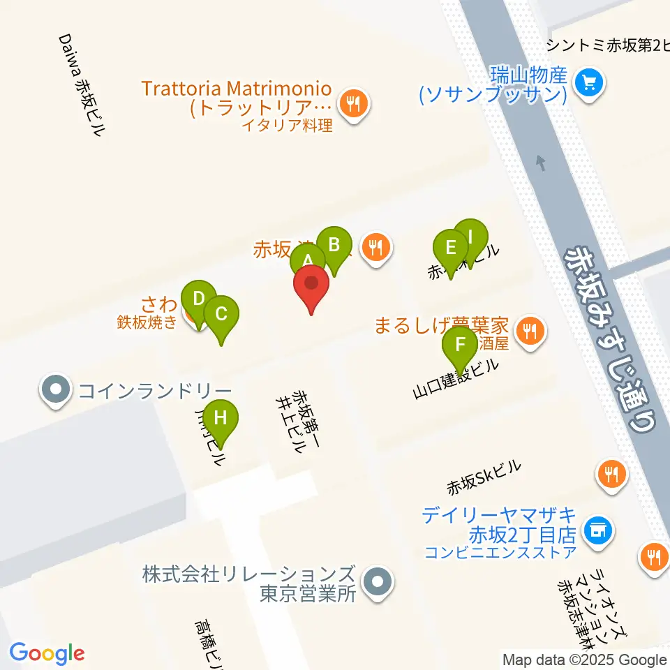 赤坂Jaka'z周辺のファミレス・ファーストフード一覧地図
