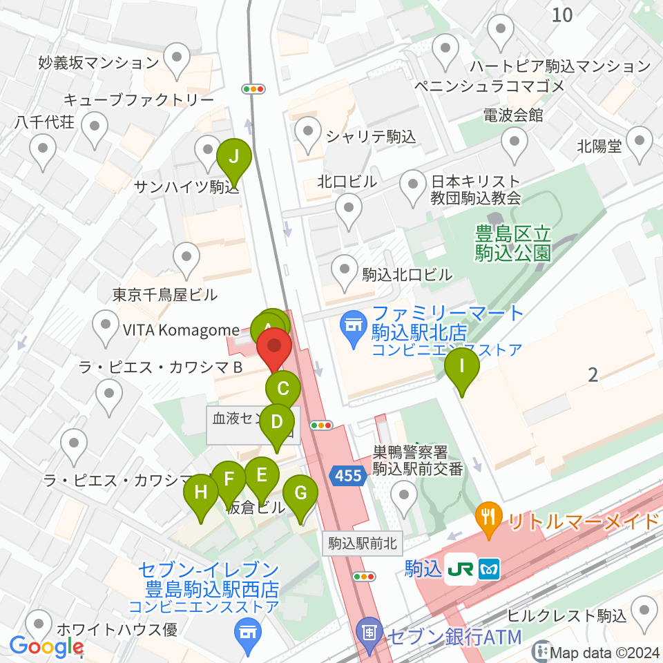 スタジオダンダン周辺のファミレス・ファーストフード一覧地図