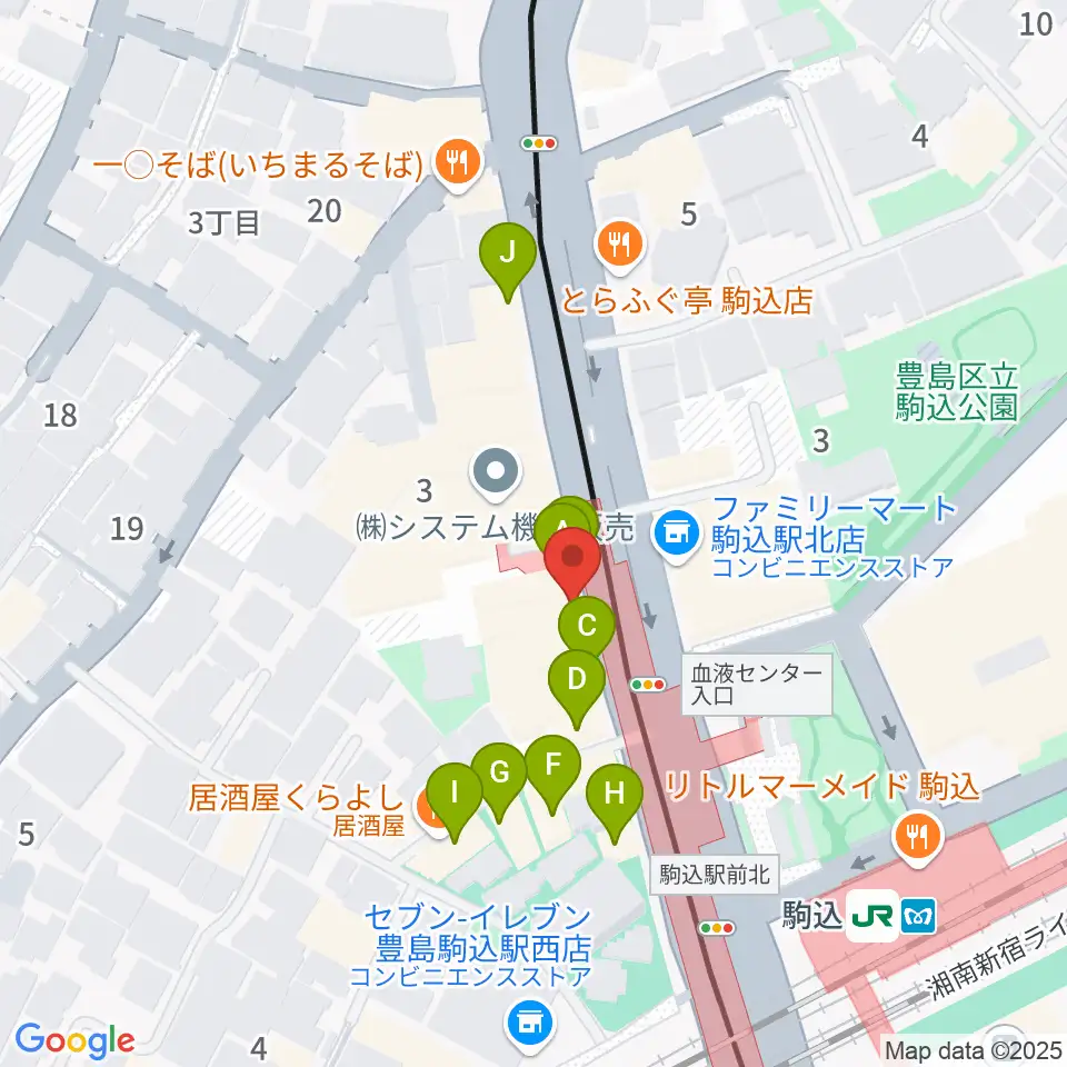 スタジオダンダン周辺のファミレス・ファーストフード一覧地図