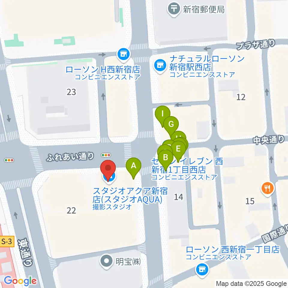 EYS音楽教室 新宿スタジオ周辺のファミレス・ファーストフード一覧地図