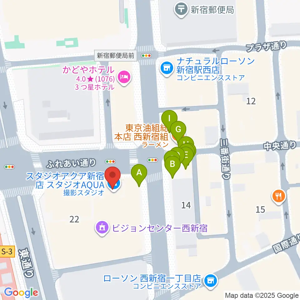 EYS音楽教室 新宿スタジオ周辺のファミレス・ファーストフード一覧地図