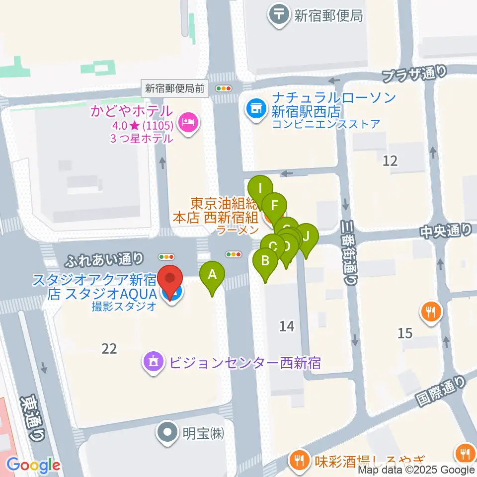 EYS音楽教室 新宿スタジオ周辺のファミレス・ファーストフード一覧地図