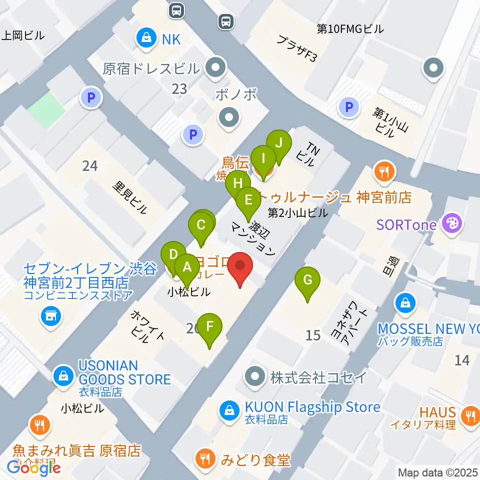 JiLL music school周辺のファミレス・ファーストフード一覧地図