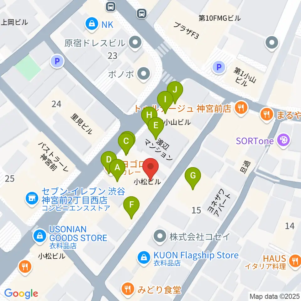 JiLL music school周辺のファミレス・ファーストフード一覧地図