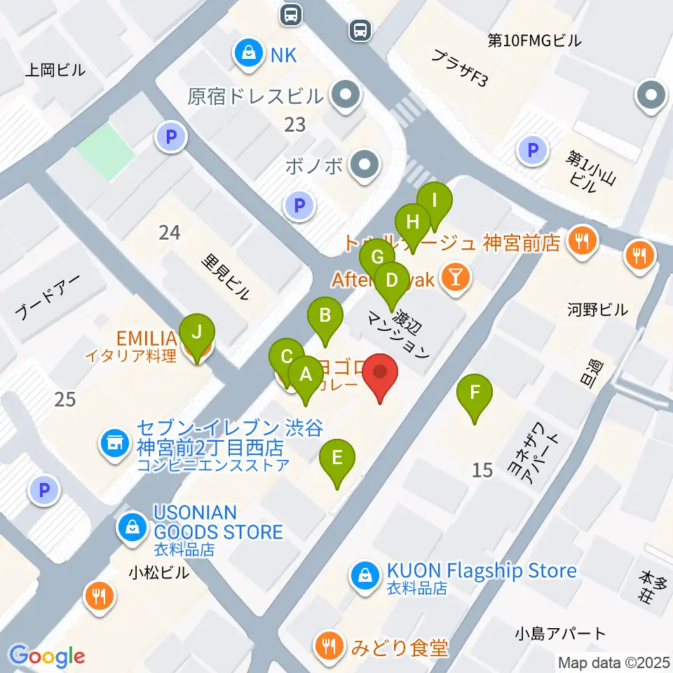 JiLL music school周辺のファミレス・ファーストフード一覧地図
