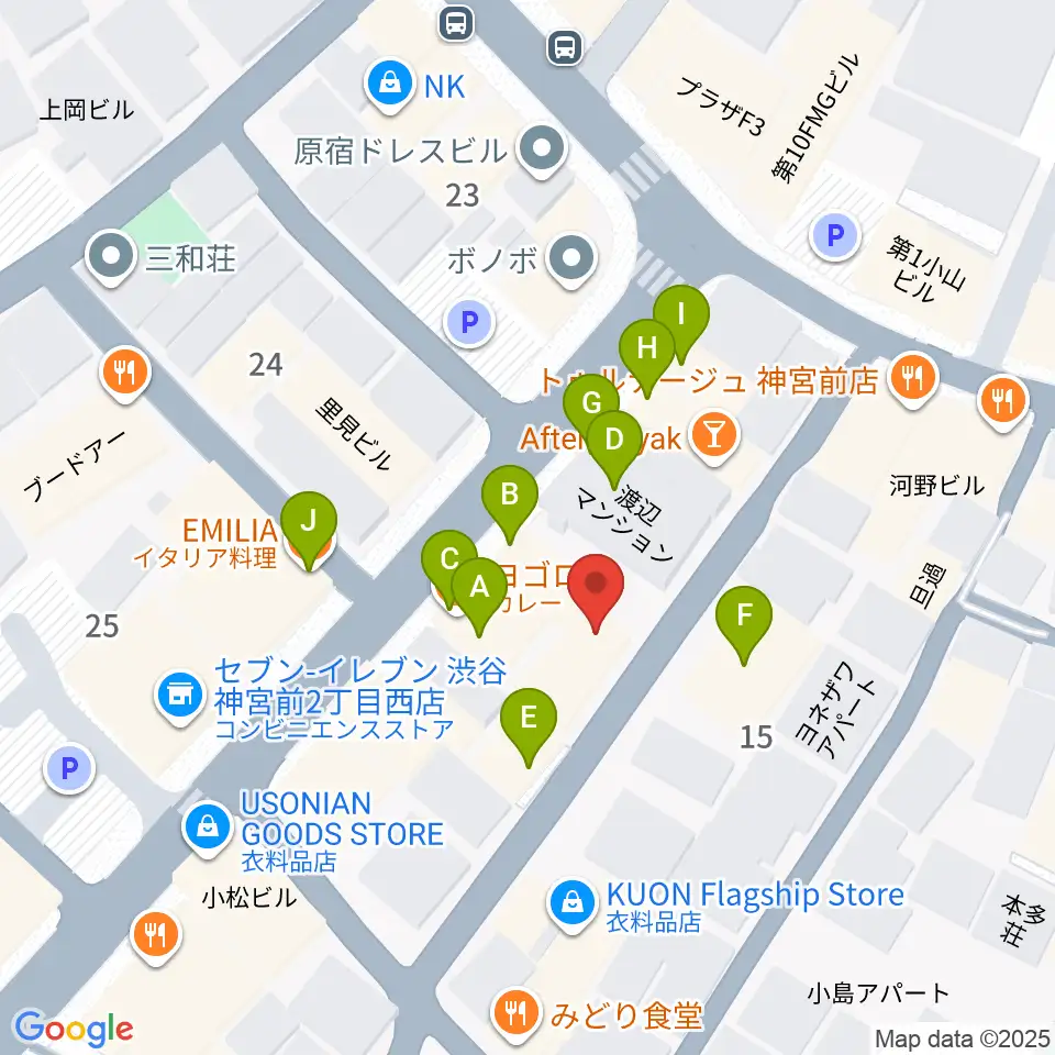 JiLL music school周辺のファミレス・ファーストフード一覧地図