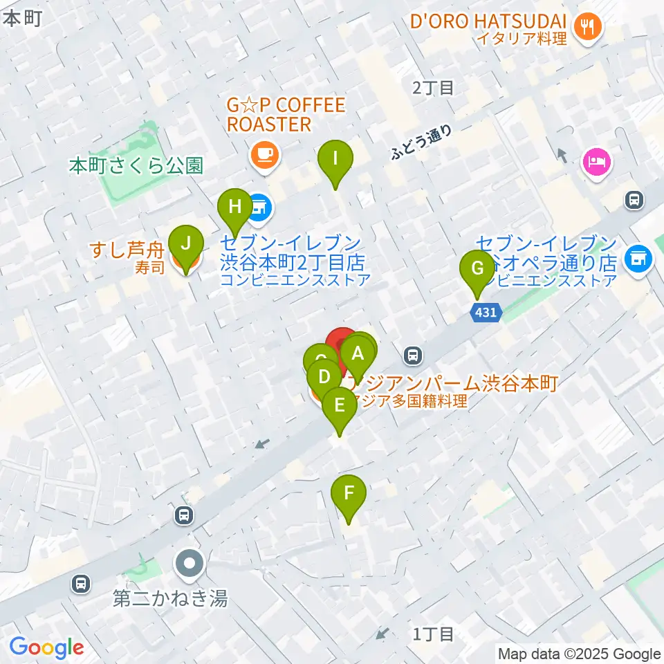 リリカアートスクール周辺のファミレス・ファーストフード一覧地図