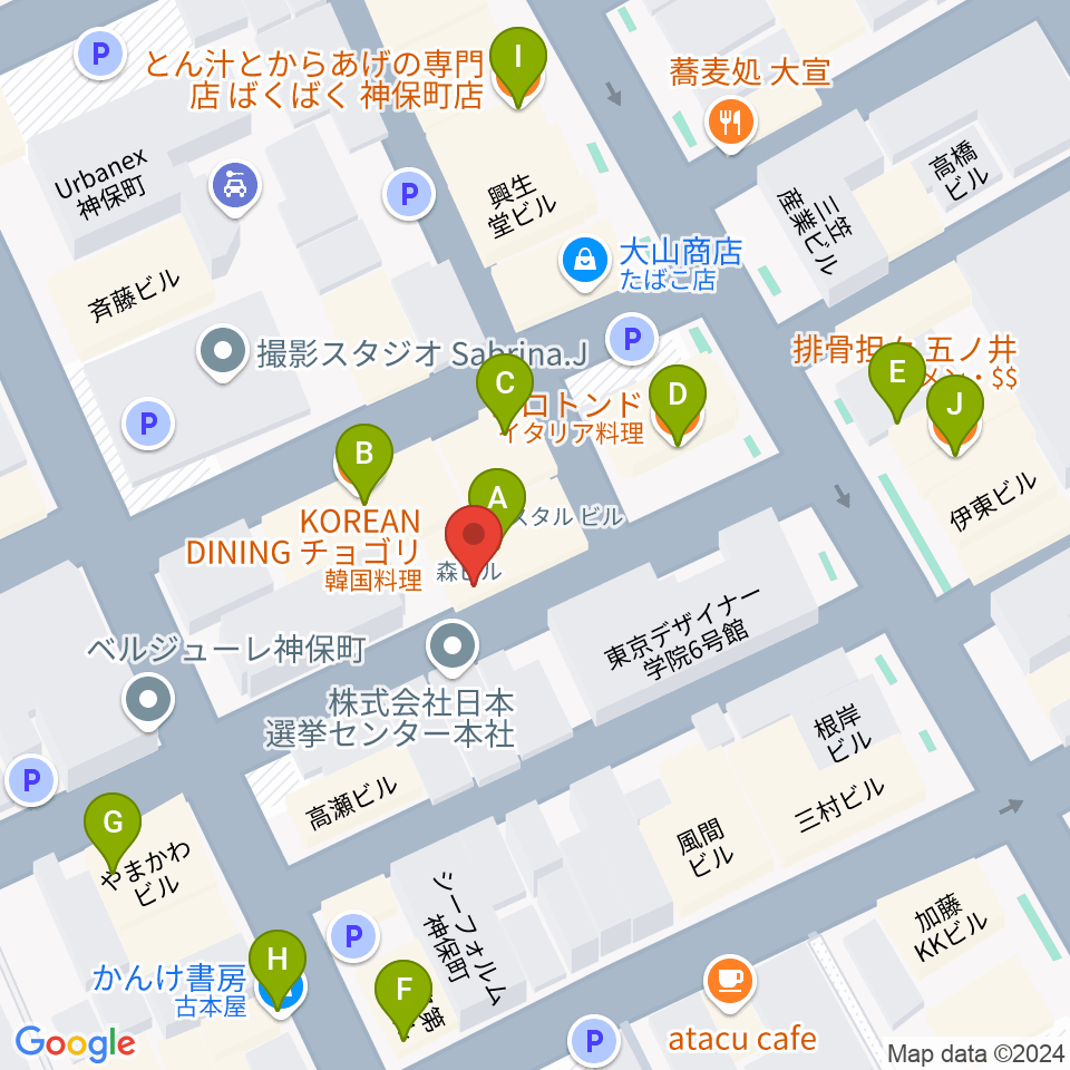 音福周辺のファミレス・ファーストフード一覧地図