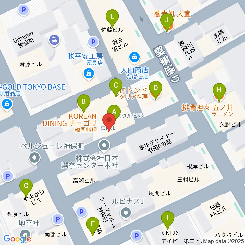 音福周辺のファミレス・ファーストフード一覧地図