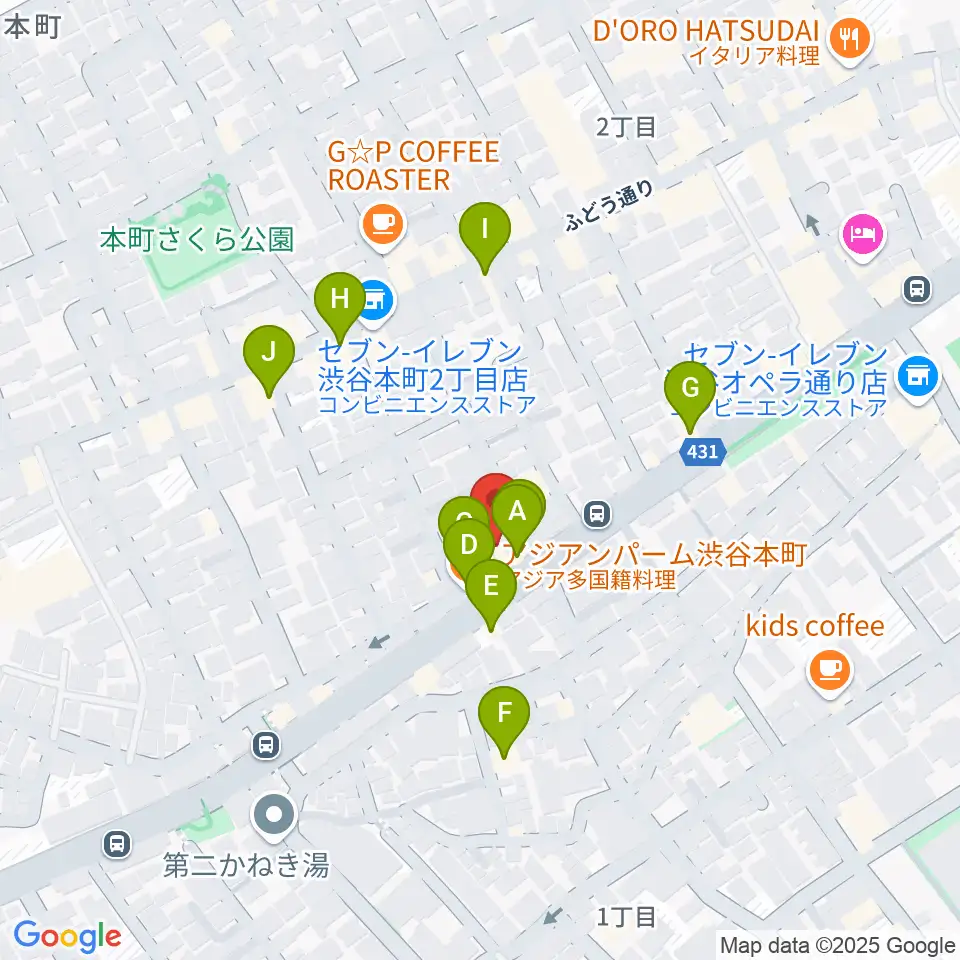 スタジオリリカ周辺のファミレス・ファーストフード一覧地図
