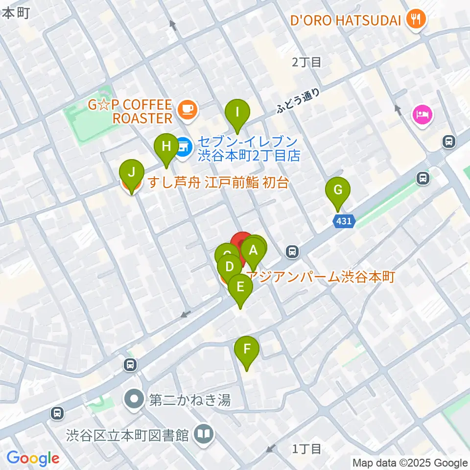 スタジオリリカ周辺のファミレス・ファーストフード一覧地図