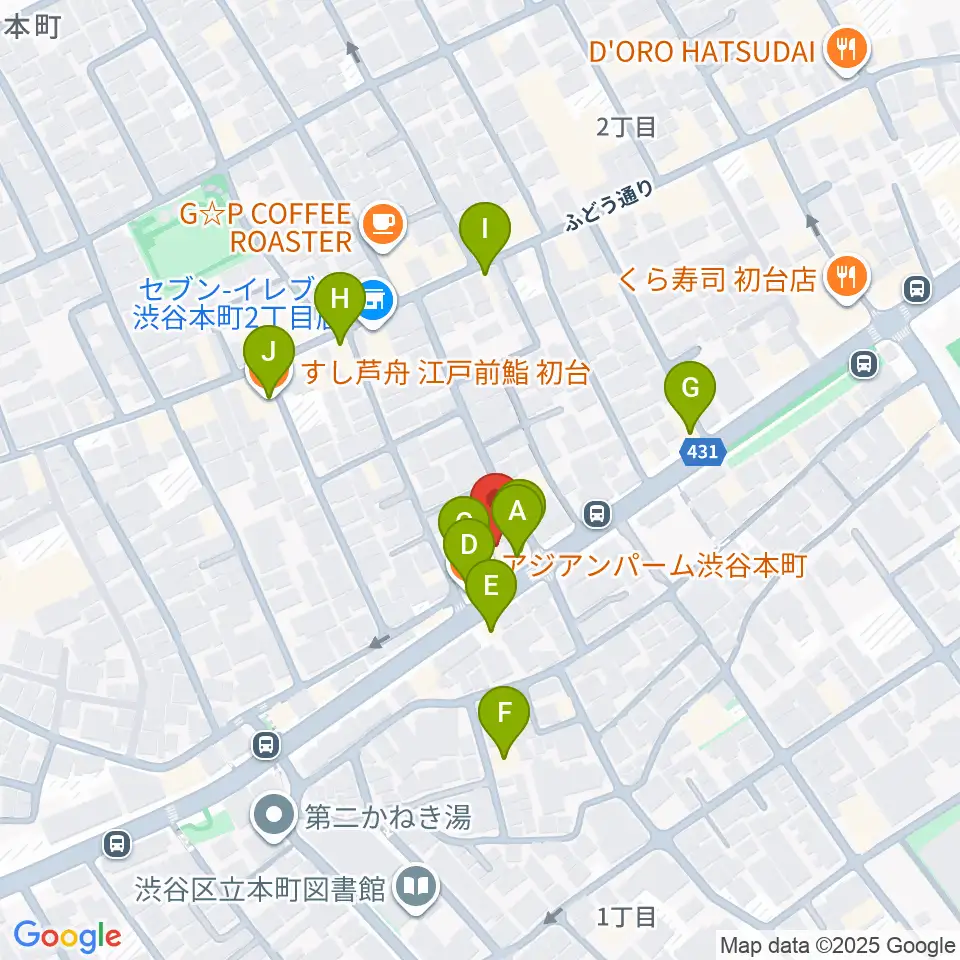 スタジオリリカ周辺のファミレス・ファーストフード一覧地図