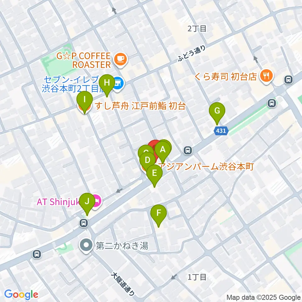 スタジオリリカ周辺のファミレス・ファーストフード一覧地図