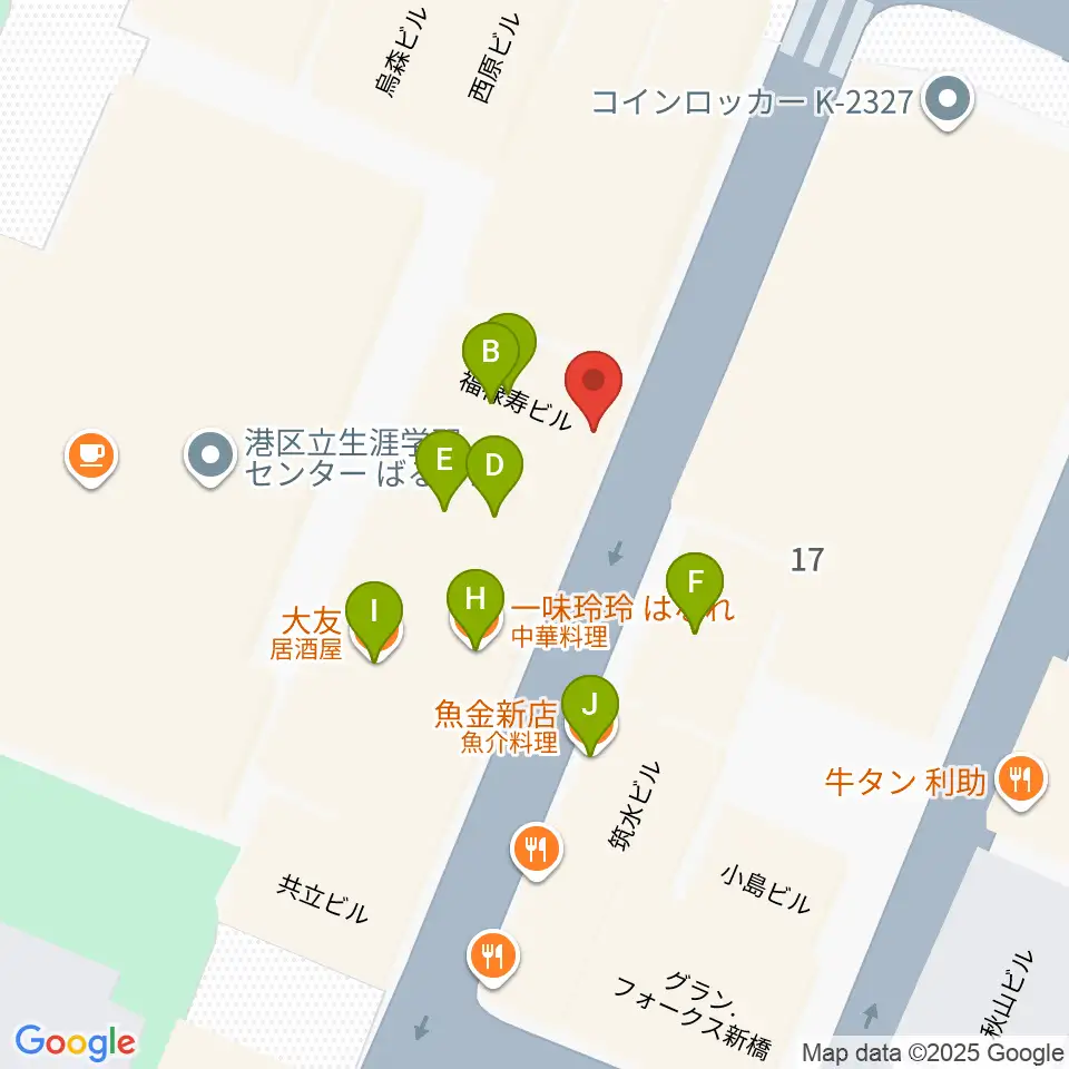 FCFミュージックスクール周辺のファミレス・ファーストフード一覧地図
