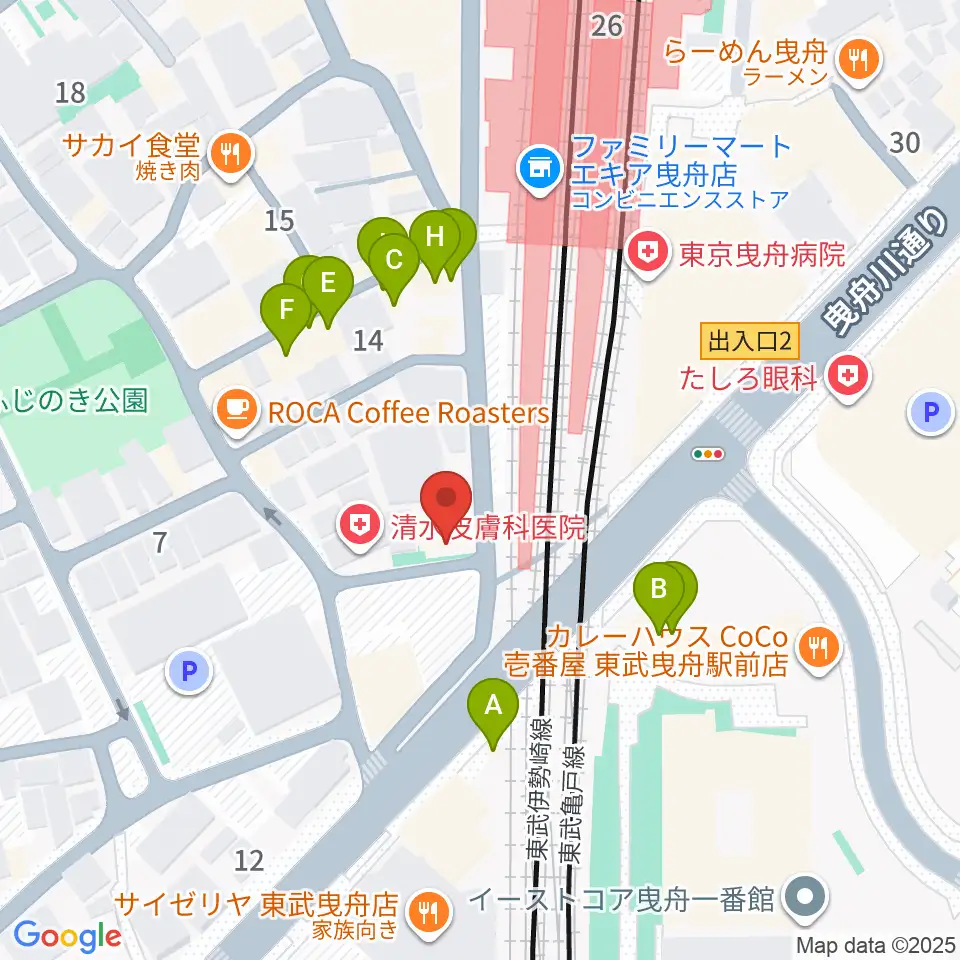 マット音楽教室 曳舟第一教室周辺のファミレス・ファーストフード一覧地図