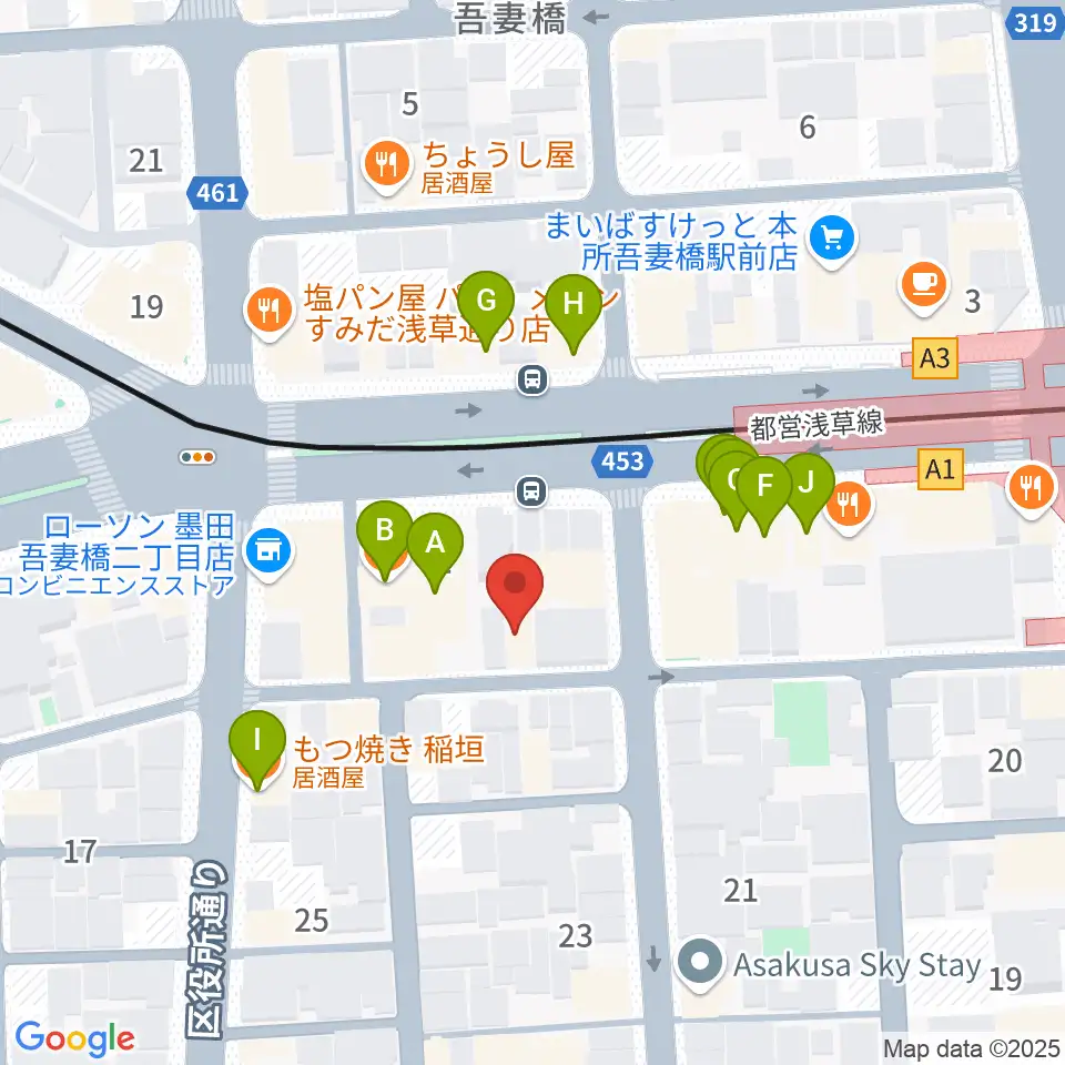 音楽の森アスパイア周辺のファミレス・ファーストフード一覧地図