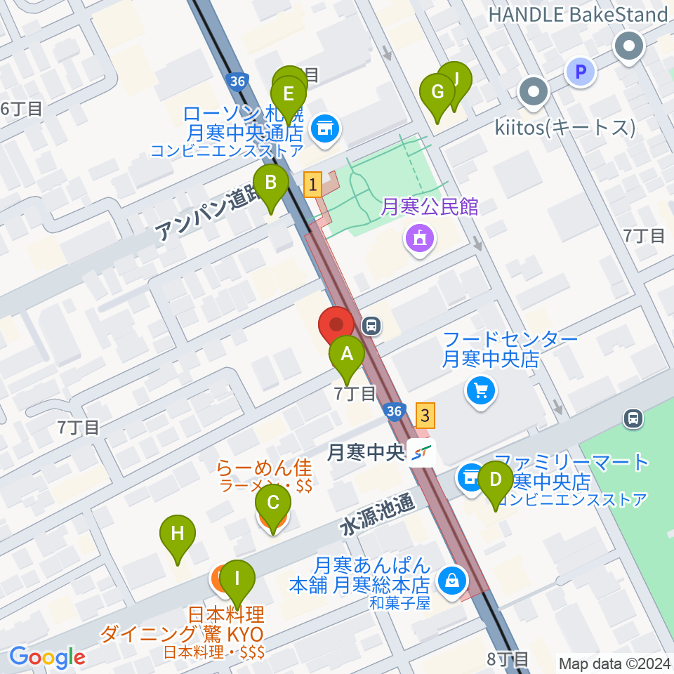 ミツノ楽器周辺のファミレス・ファーストフード一覧地図