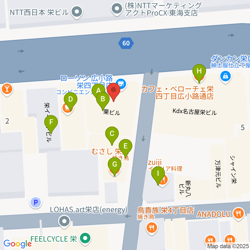 ボーカルスクールVOAT名古屋校周辺のファミレス・ファーストフード一覧地図