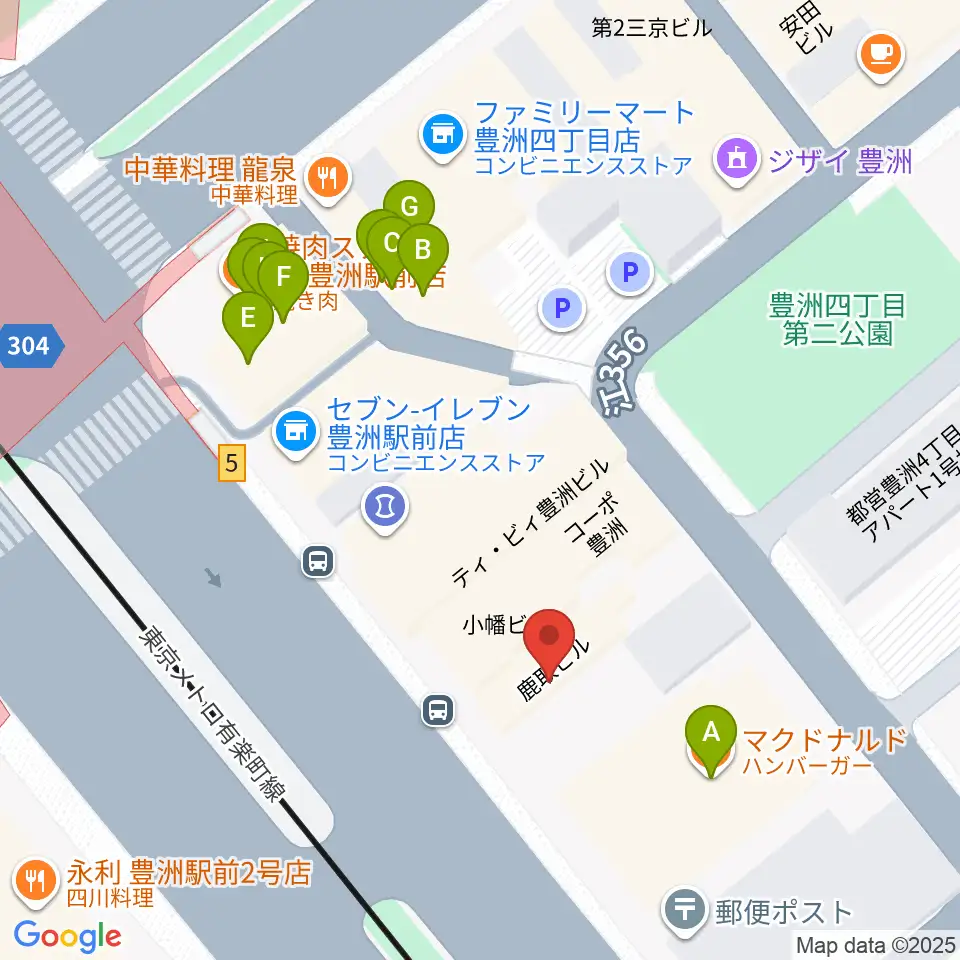 Re-music とよす音楽教室周辺のファミレス・ファーストフード一覧地図