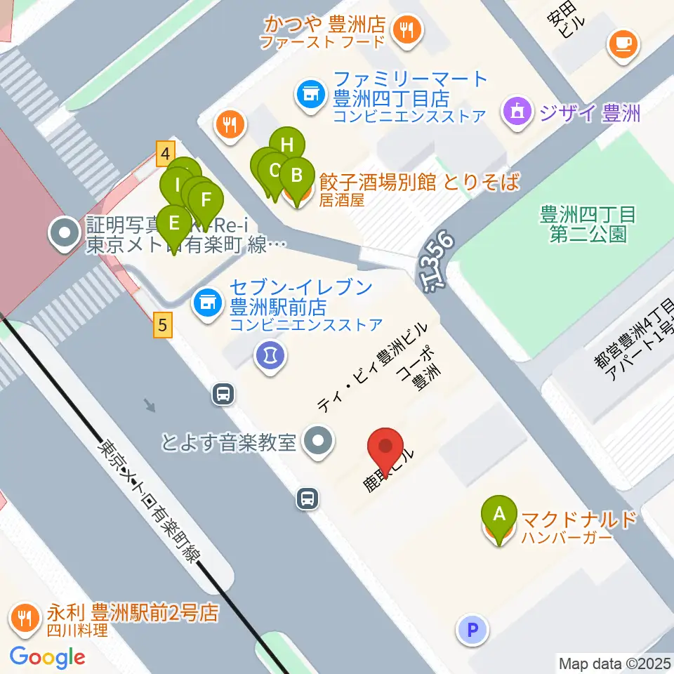 Re-music とよす音楽教室周辺のファミレス・ファーストフード一覧地図