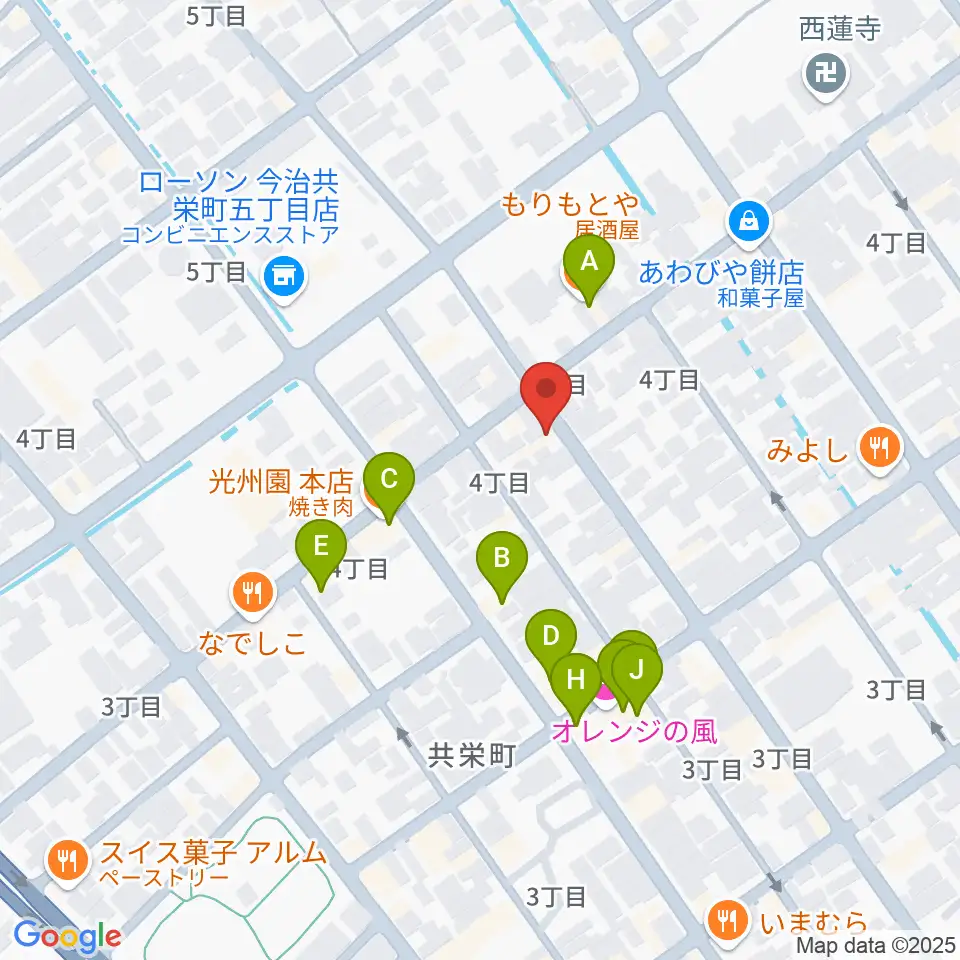 河上楽器店周辺のファミレス・ファーストフード一覧地図