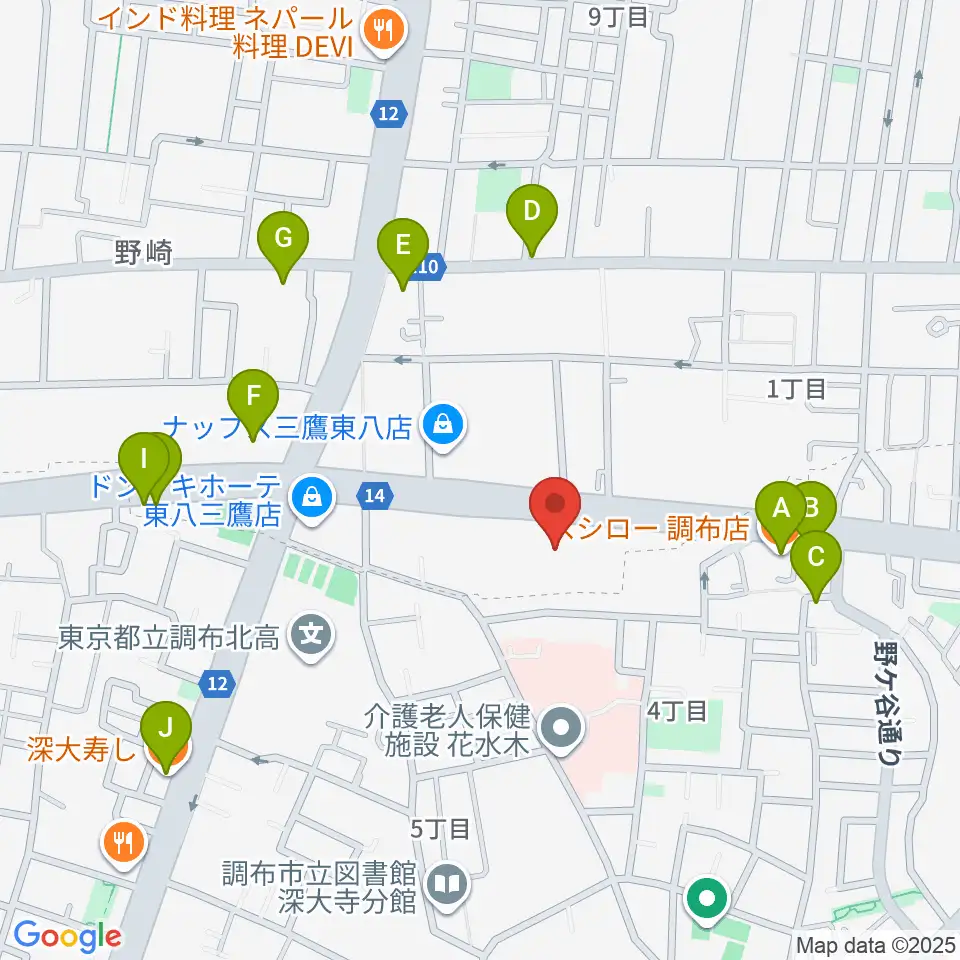 パルナスタジオ周辺のファミレス・ファーストフード一覧地図