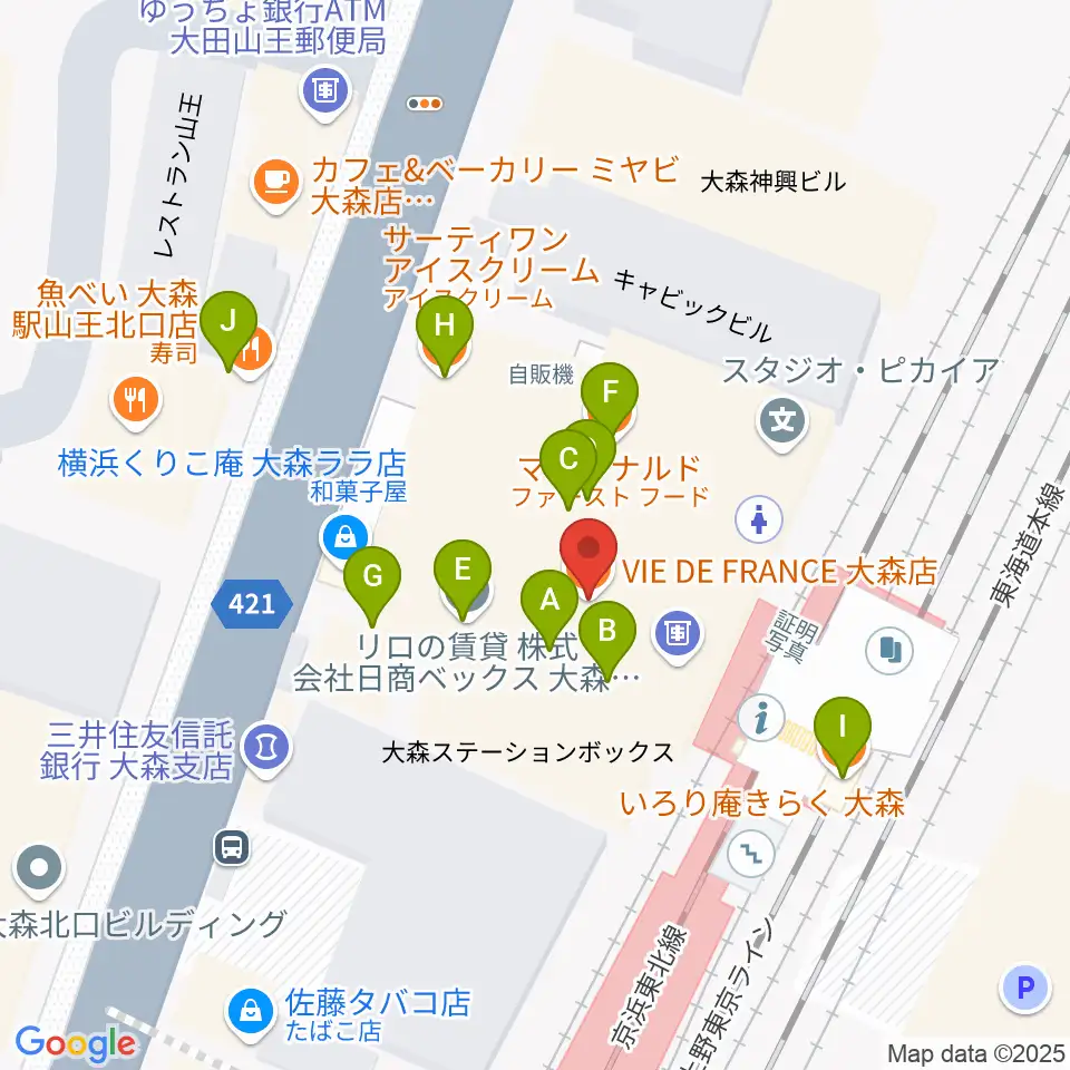 Mミュージック周辺のファミレス・ファーストフード一覧地図