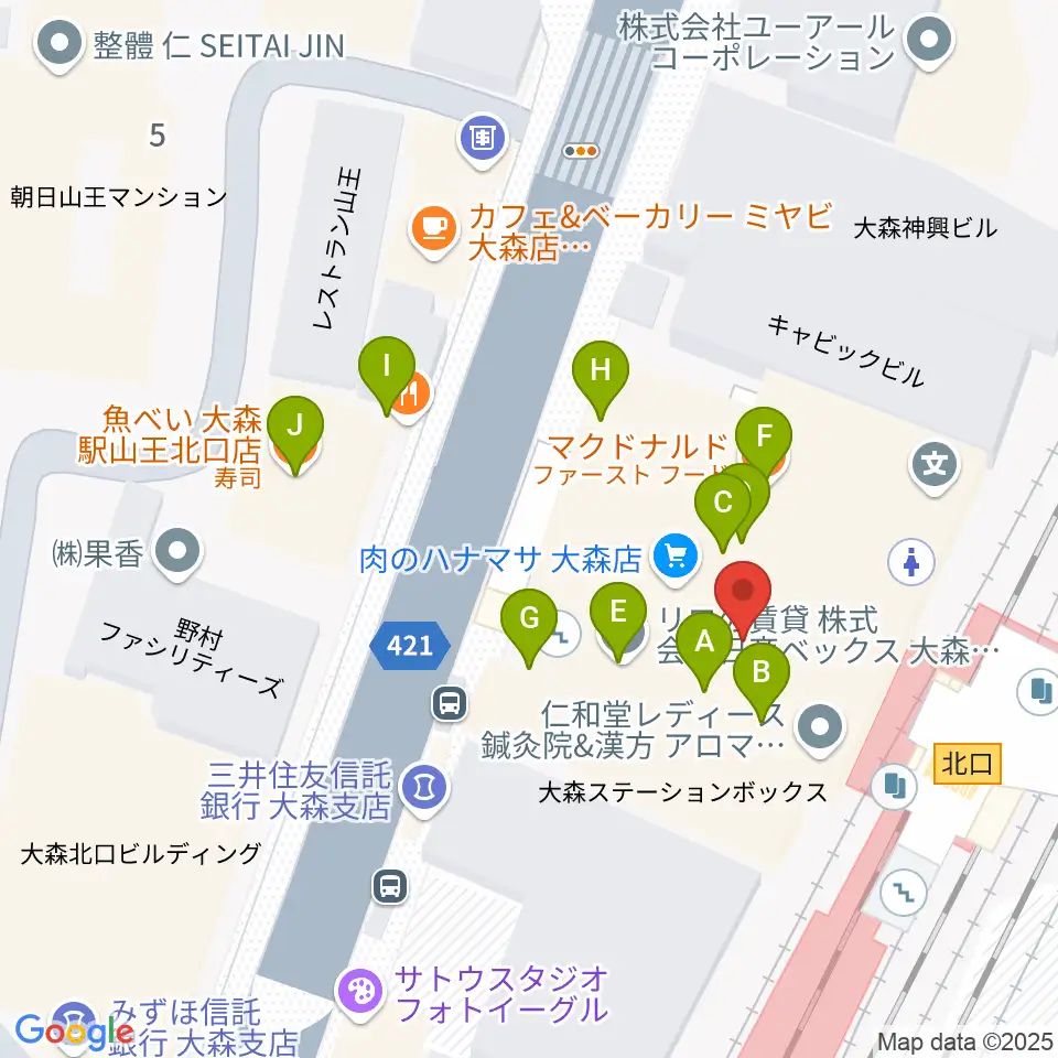 Mミュージック周辺のファミレス・ファーストフード一覧地図